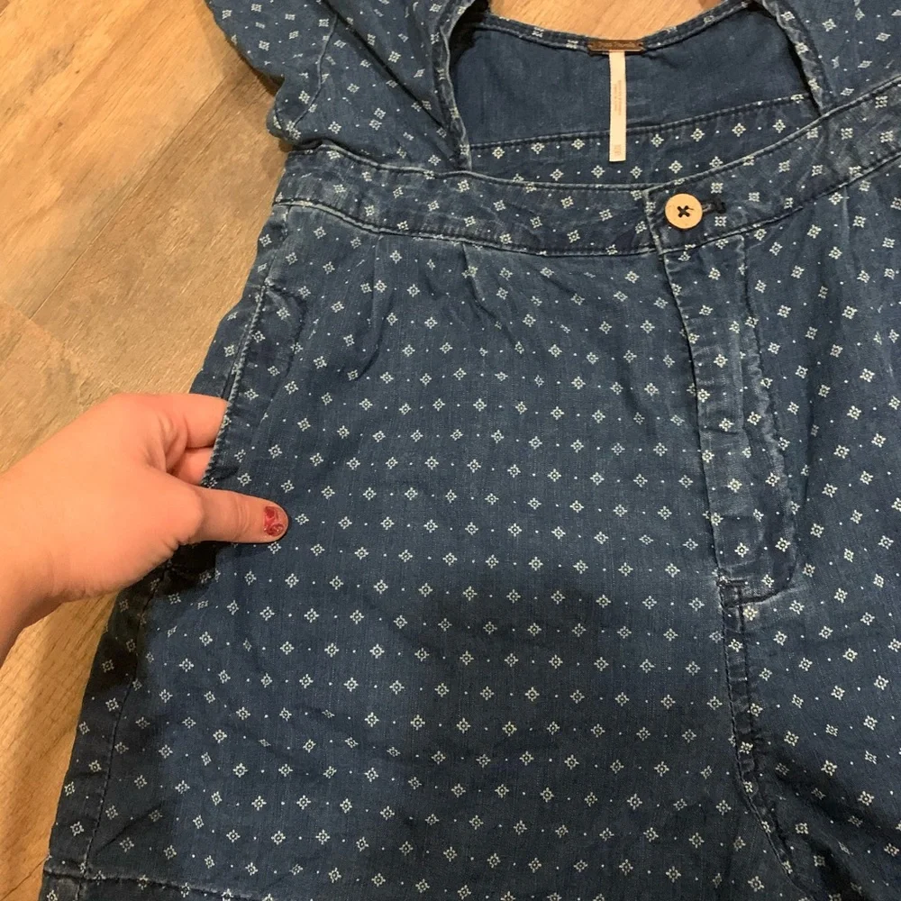 Free People Blue Printed Denim Romper - Picture 4 of 10